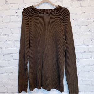 Vintage Liberty Sweater brown ribbed cotton crew neck pullover XL